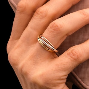 Anxiety Ring Spinner and Interlocking Fidget Rings, Gold Fill & 925 Sterling Silver, Gift For Her, Handmade Jewelry, Beautiful Ring, Jewelry