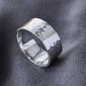 Hammered Band Rind, 925 Sterling Silver For Unisex, Handmade Jewelry, Hammered Design Ring, Gift For Her, Thick Band, Minimalist Jewelry,