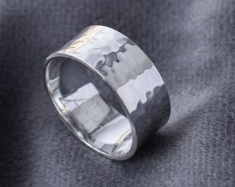 Hammered Band Rind, 925 Sterling Silver For Unisex, Handmade Jewelry, Hammered Design Ring, Gift For Her, Thick Band, Minimalist Jewelry,