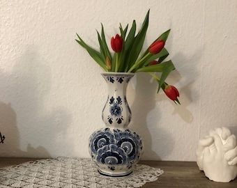ブルーデルフト、ヴィンテージ ブルーデルフト オランダ陶器花瓶