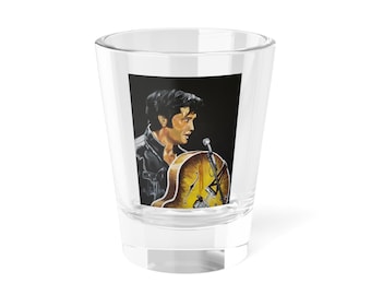 Elvis Presley Painting Vintage Shot Glass in Color - Original Artwork