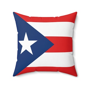 Puerto Rico Flag Spun Polyester Square Pillow - Double Sided Inverted Flag