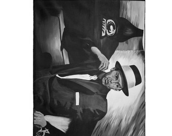 Couverture en peluche en velours Frank Sinatra en noir et blanc - Oeuvre d'art originale