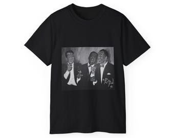 The Rat Pack, Dean Martin, Sammy Davis Jr., Frank Sinatra Unisex Ultra Cotton Tee Shirt , T-Shirt In Black & White - Original Artwork