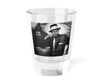Frank Sinatra Painting Vintage Shot Glass in Black and White - Original Artwork