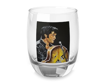 Elvis Presley Painting Whiskey Glass in Color - Original Artwork