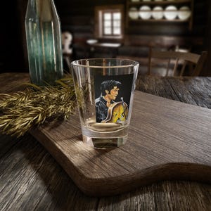 Elvis Presley Painting with Signature Vintage Shot Glass in Color - Original Artwork