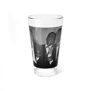The Rat Pack , Dean Martin , Sammy Davis Jr. & Frank Sinatra Vintage Inspired Mixing Glass, 16oz in Black and White - Original Artwork