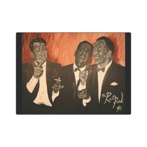 The Rat Pack , Dean Martin , Sammy Davis Jr. & Frank Sinatra Canvas Photo Tile in Color - Size 7 in. x 5in.