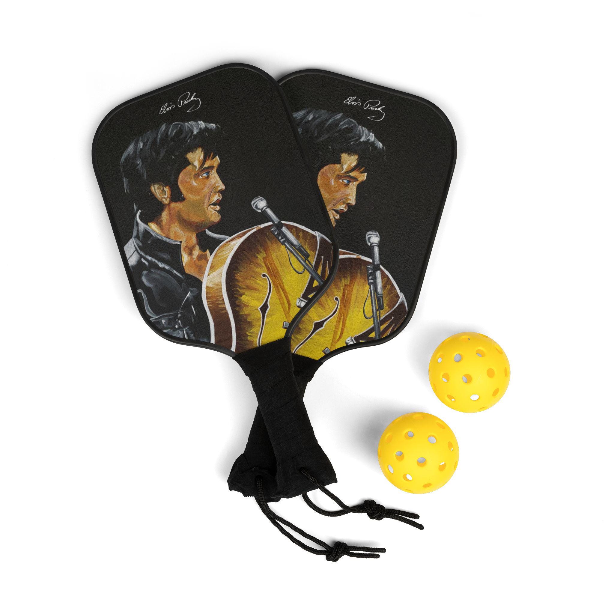 Elvis Presley Painting With Signature Pickleball Paddle Set