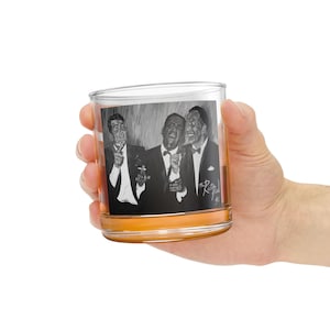 The Rat Pack , Dean Martin , Sammy Davis Jr. & Frank Sinatra Vintage Inspired Rocks Glass in Black and White - Original Artwork