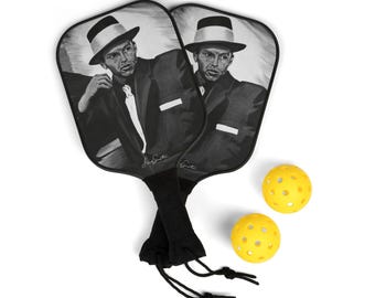 Peinture de Frank Sinatra avec pagaie de pickleball signature - oeuvre d'art originale