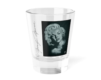 Marilyn Monroe Painting with Signature Vintage Shot Glass in Black & White - Original Artwork