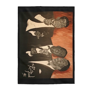 The Rat Pack , Dean Martin , Sammy Davis Jr. & Frank Sinatra Velveteen Plush Blanket in Color - Original Artwork