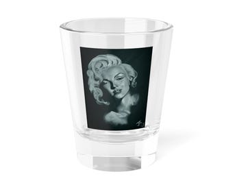 Marilyn Monroe Painting Vintage Shot Glass in Black & White - Original Artwork