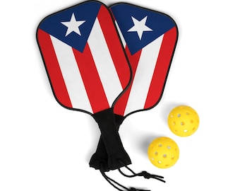 Puerto Rico Flag Pickleball Paddle Set