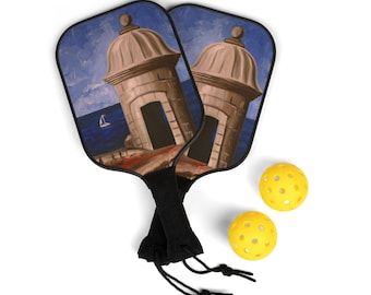 Puerto Rico Castillo San Felipe Del Morro Painting Pickleball Paddle Set - Original Artwork