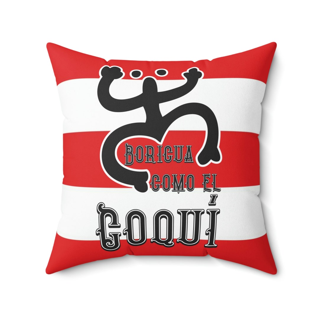 Boricua Como El Coqui With Puerto Rico Flag Spun Polyester Square ...