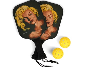 Marilyn Monroe, peinture avec pagaie de pickleball signature, oeuvre d'art originale
