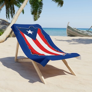 Puerto Rico Island Flag Beach Towels in Dark Blue - 2 Sizes Available