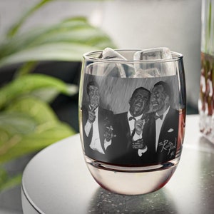 The Rat Pack , Dean Martin , Sammy Davis Jr. & Frank Sinatra Whiskey Glass in Black and White - Original Artwork