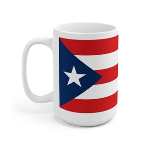Puerto Rico Flag Ceramic White Mug 15oz - Wrap Around Design