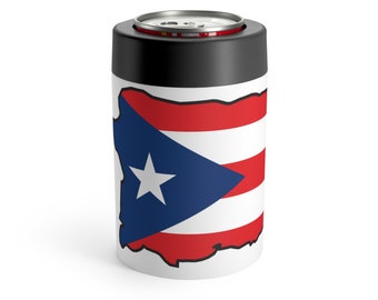Puerto Rico Country Shape Flag Can Holder with White Background