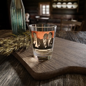 The Rat Pack , Dean Martin , Sammy Davis Jr. & Frank Sinatra Vintage Shot Glass in Color - Original Artwork