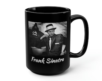 Mug Frank Sinatra noir, 15 oz - Oeuvre d'art originale
