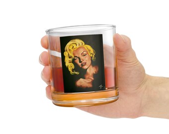 Marilyn Monroe Painting Vintage Inspired Rocks Glass in Color - Original Artwork
