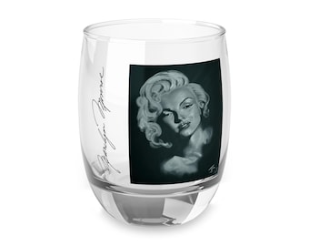 Marilyn Monroe Painting with Signature Whiskey Glass in Black & White - Original Artwork