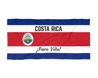 Drapeau du Costa Rica avec serviettes de plage Pura Vida du Costa Rica - 2 tailles disponibles