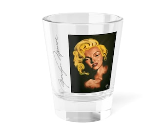 Marilyn Monroe Painting with Signature Vintage Shot Glass in Color - Original Artwork
