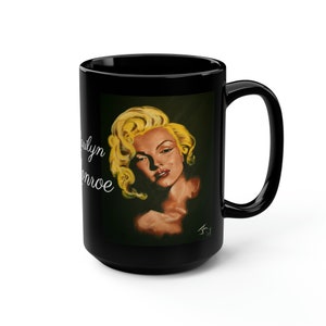 Marilyn Monroe Black Mug, 15oz Artwork in Color - Original Artwork