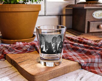 The Rat Pack , Dean Martin , Sammy Davis Jr. & Frank Sinatra Vintage Shot Glass in Black and White - Original Artwork