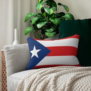 Puerto Rico Flag Front & Back design Spun Polyester Lumbar Pillow 20 in x 14 in