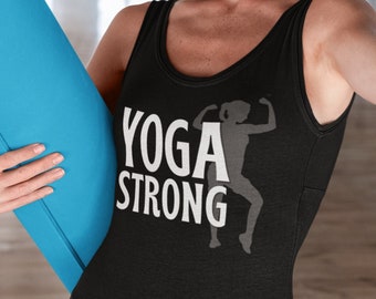 Yoga Strong Ladies Tank Top, Black Racerback Yoga Fitness Tank Top for Yogi, Yoga Teacher Gift for Yoga Lover, Yoga Fitness Shirt, Yoga Fit