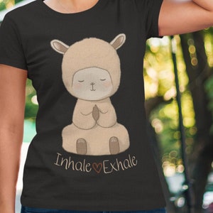 Meditation T-Shirt, Inhale Exhale Baby Llama Shirt, Zen T-Shirt, Funny Yoga Shirt, Llamaste Meditation Shirt, Zen Shirt, Yoga Top For Yogi