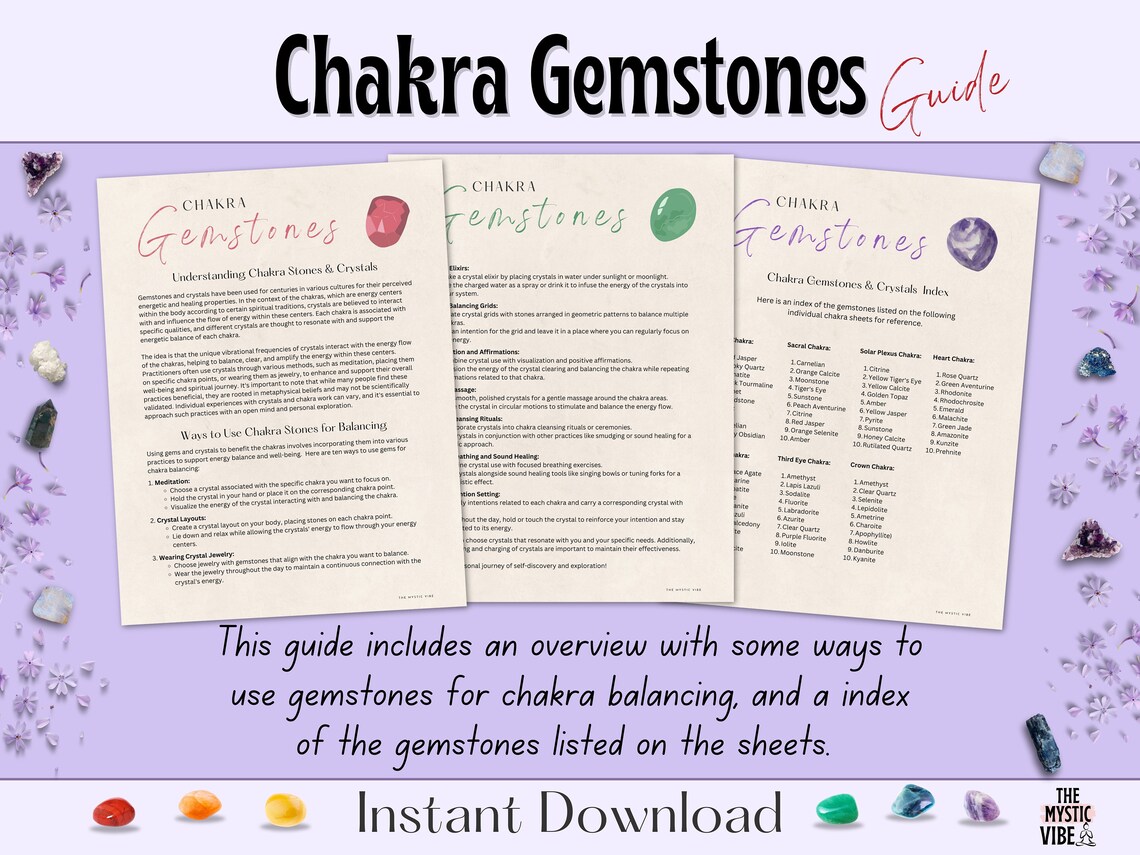 Chakra Gemstones & Crystals Guides: 7 Healing Chakra Crystals Charts ...