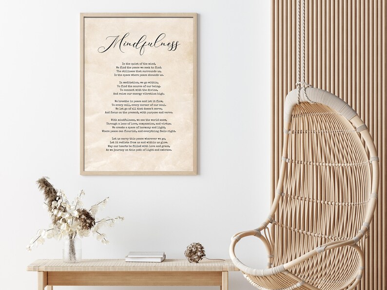 Mindfulness Poem Poster Instant Download Poster Meditation - Etsy