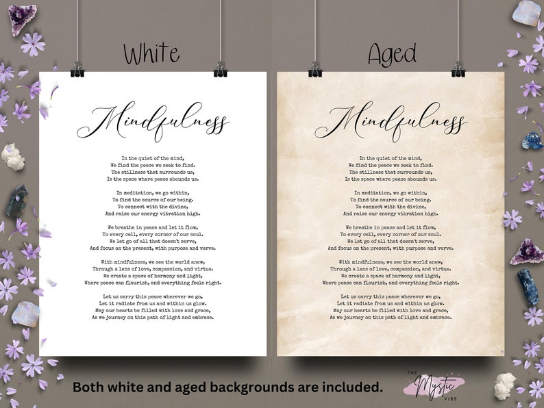 Mindfulness Poem Poster Instant Download Poster Meditation - Etsy