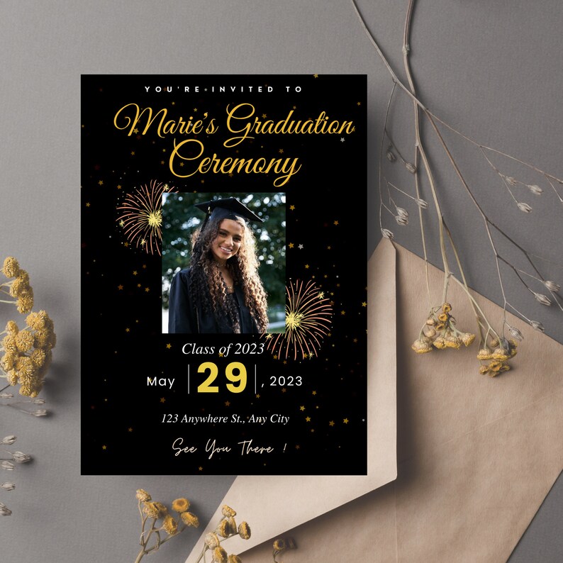 Editable Graduation Party Invitations Graduation Ceremony Etsy