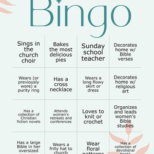 Women's Edition Christian Bingo Card: Faith-based Icebreaker Game ...