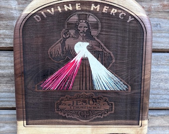 Grabado de la Divina Misericordia pintado