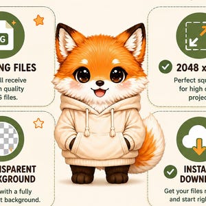 Cozy Fox PNGTuber Model | Chibi Reactive Avatar for Veadotube Mini & OBS