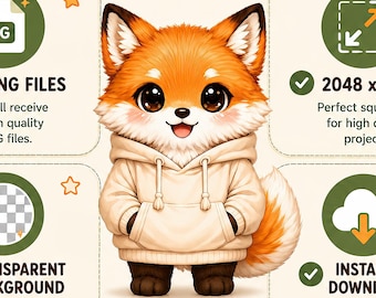Cozy Fox PNGTuber Model | Chibi Reactive Avatar for Veadotube Mini & OBS