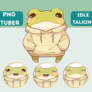 Cozy Frog PNGTuber Model | Cute Frog PNG Tuber | Veadotube Mini Avatar | Chibi VTuber Asset | Twitch & Discord Reactive