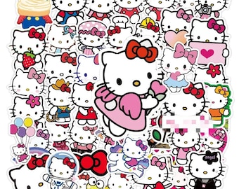 Kawaii Kitty Kiss cut Stickers