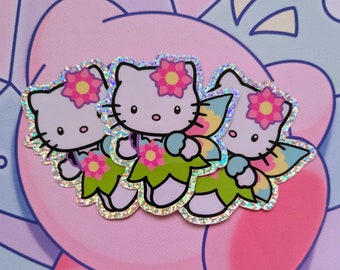 Adesivo glitterato a forma di gattino kawaii