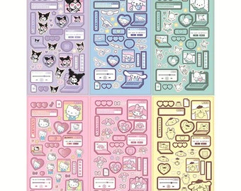 Foglio di adesivi olografici kawaii